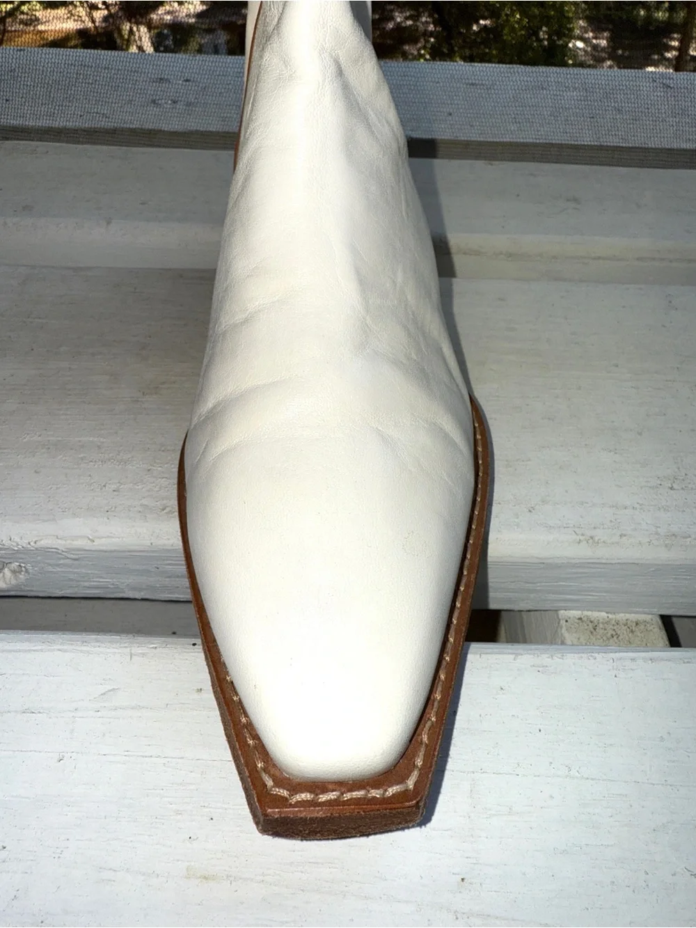 We The Free Free People Wesley Ankle Boots White Leather Western Cowboy 37 US 7
